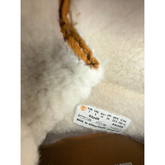 Timberland Roll Top Boots Womens 7 Wheat Nubuck Warm Lined Teddy Fleece WP - Picture 10 of 12